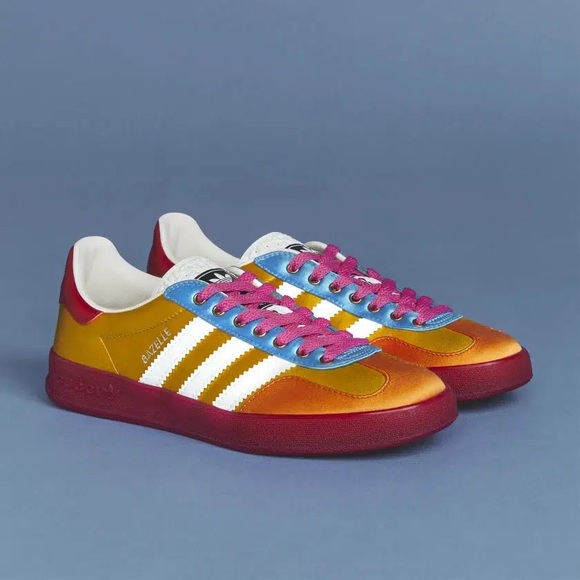 ** SOLD ** ADIDAS x GUCCI Women’s Gazelle Sneakers Size 4 US Yellow/Red/White - Picture 1 of 5